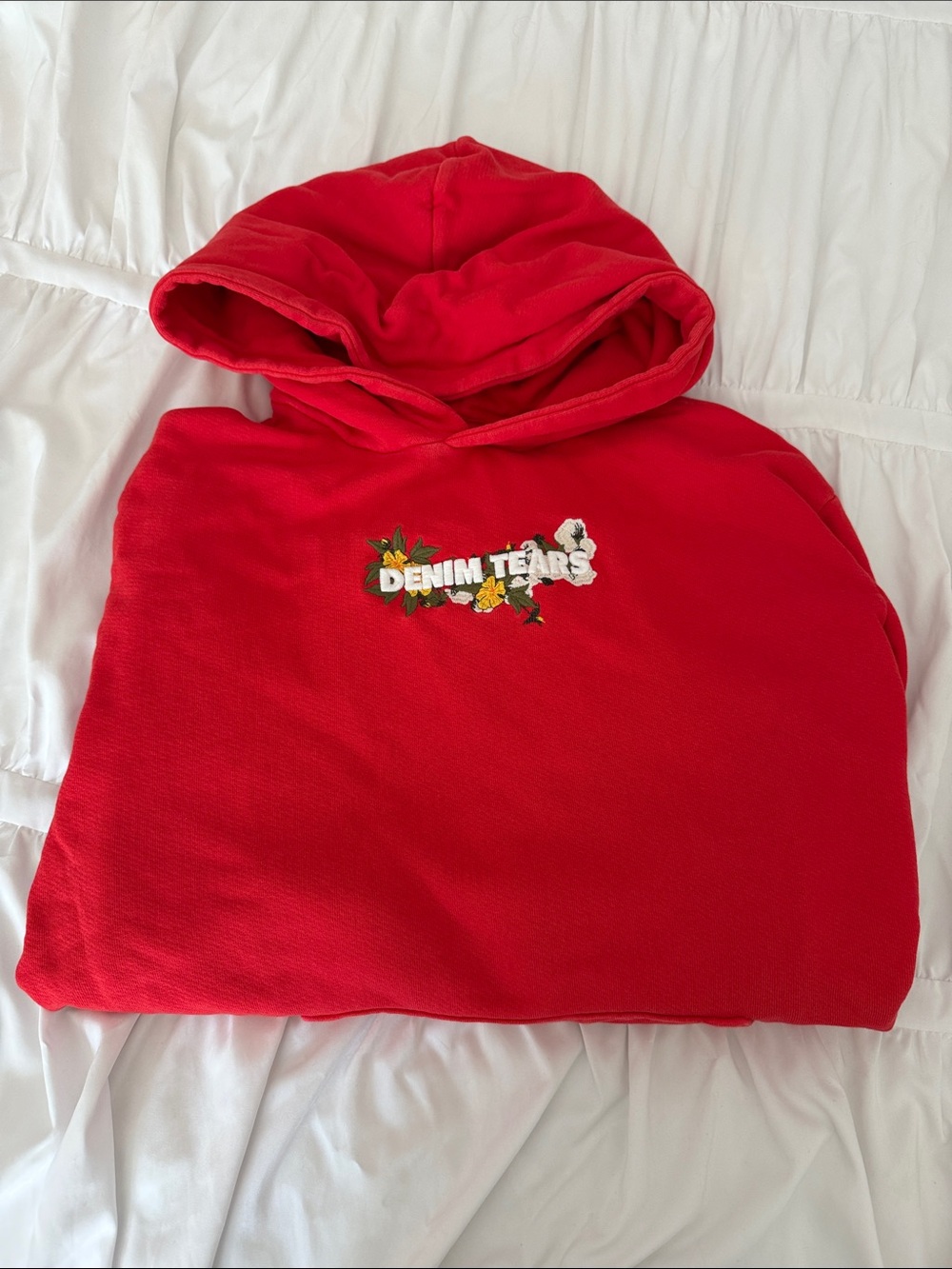 Denim Tears Red Embroidered Logo Hoodie